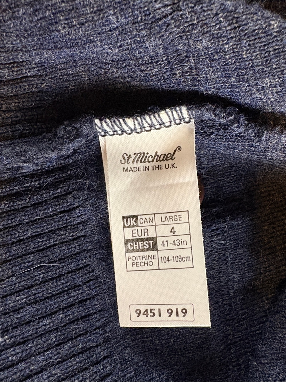 Vintage Men's Marks & Spencer Men’s Dark Navy Cardigan Sweater | Size Large - Picture 5 of 6